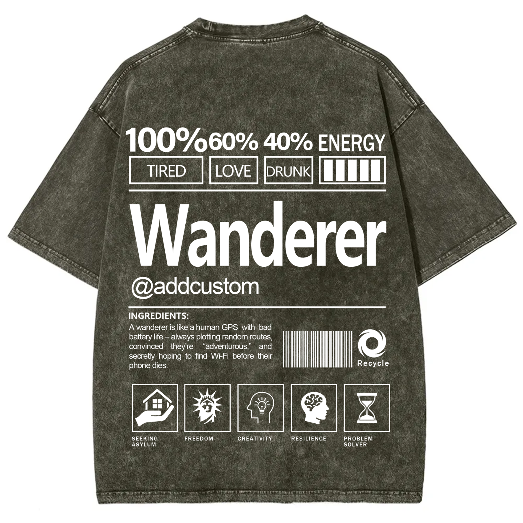Wanderer Addcustom Unisex Fit Washed T-Shirt