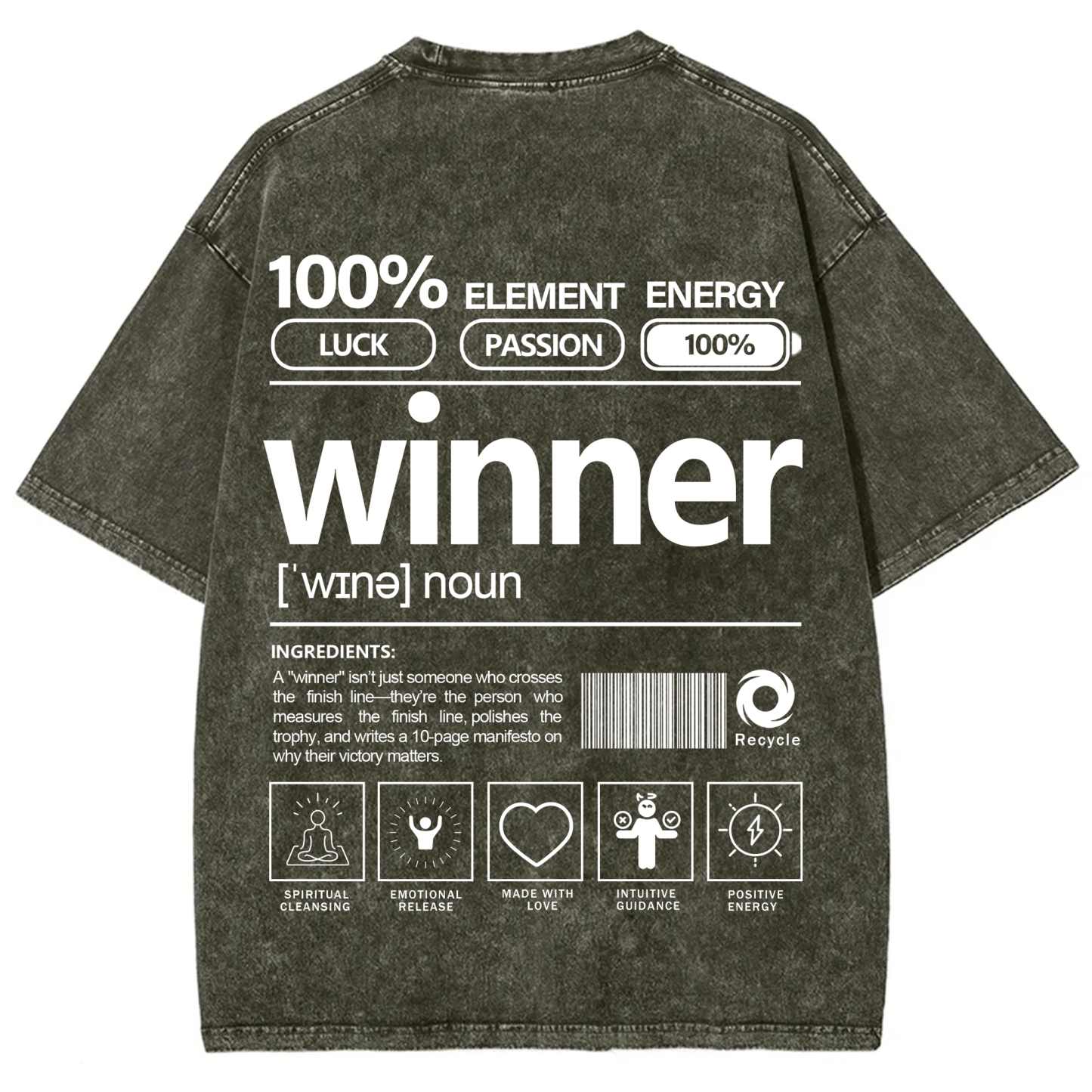 Winner Unisex Fit Washed T-Shirt