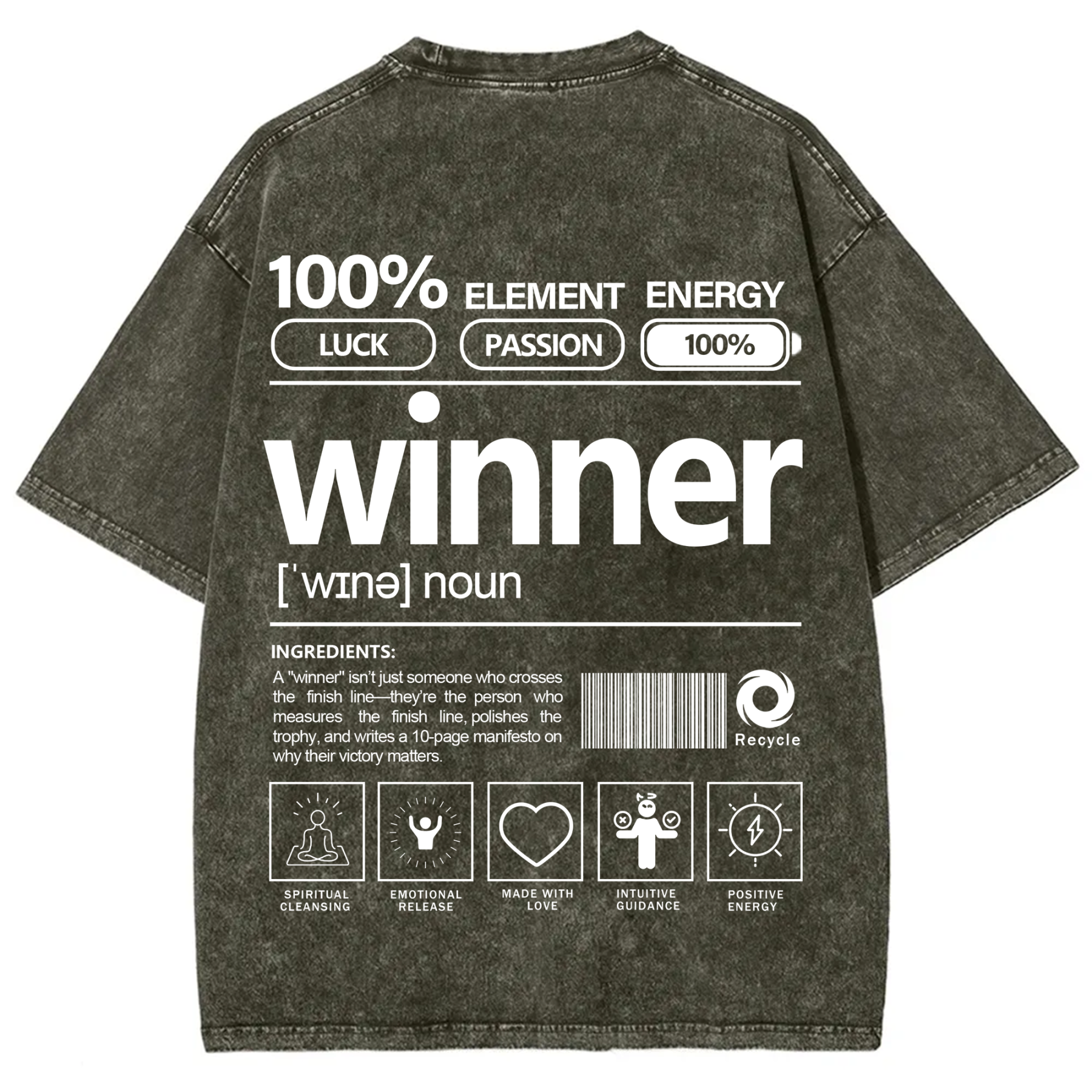 Winner Unisex Fit Washed T-Shirt