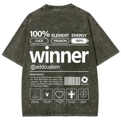Winner Addcustom Unisex Fit Washed T-Shirt