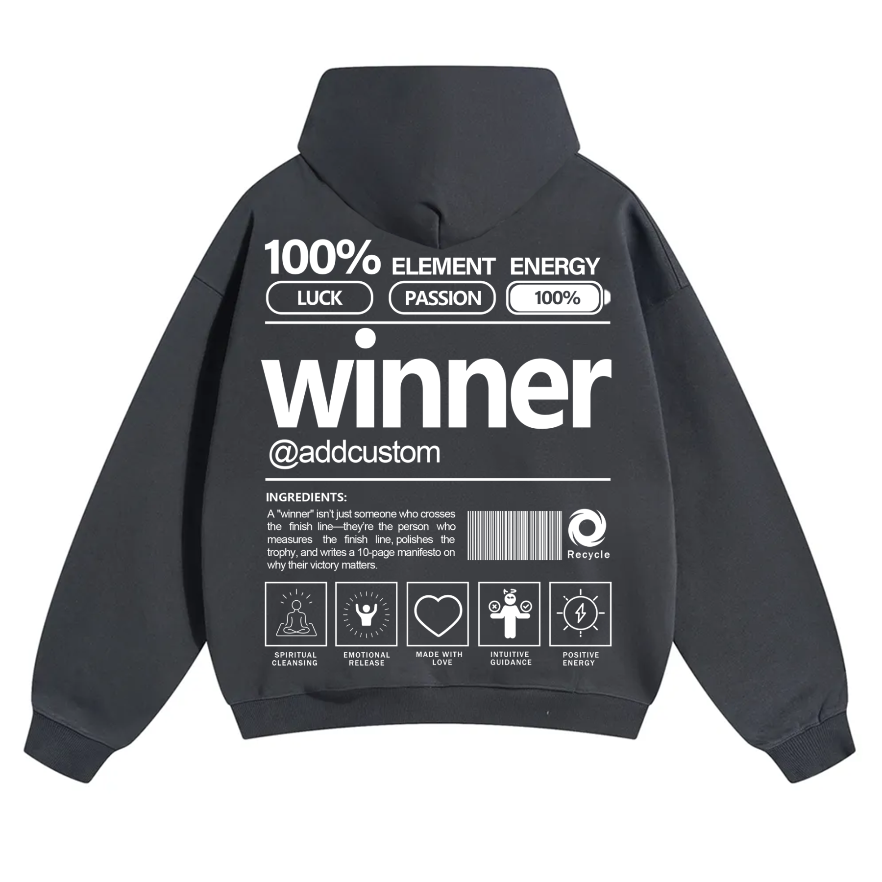 Winner Addcustom Unisex Fit Solid Color Hoodie