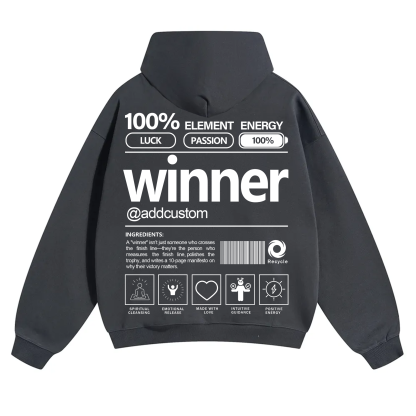 Winner Addcustom Unisex Fit Solid Color Hoodie