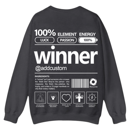 Winner Addcustom Unisex Fit Casual Crewneck Sweatshirt