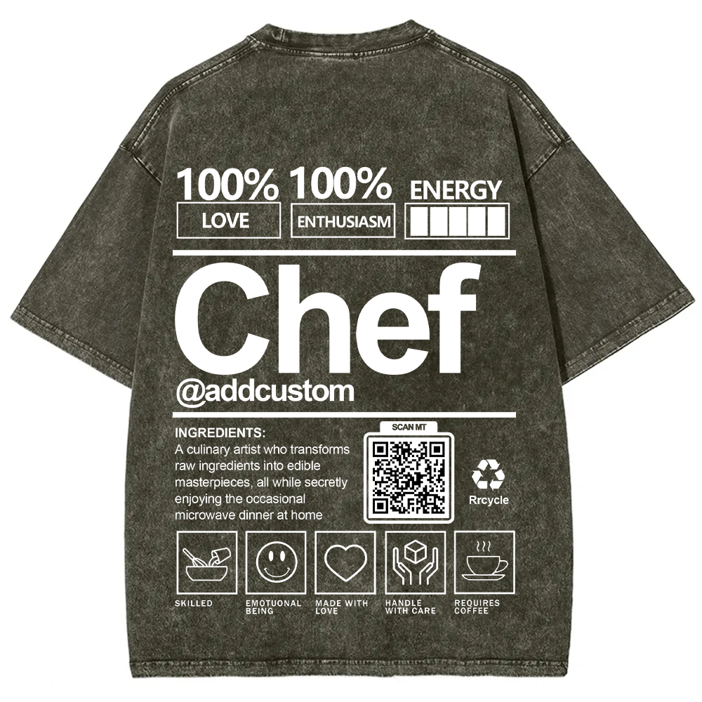 Chef Addcustom QR Code Unisex Fit Washed T-Shirt