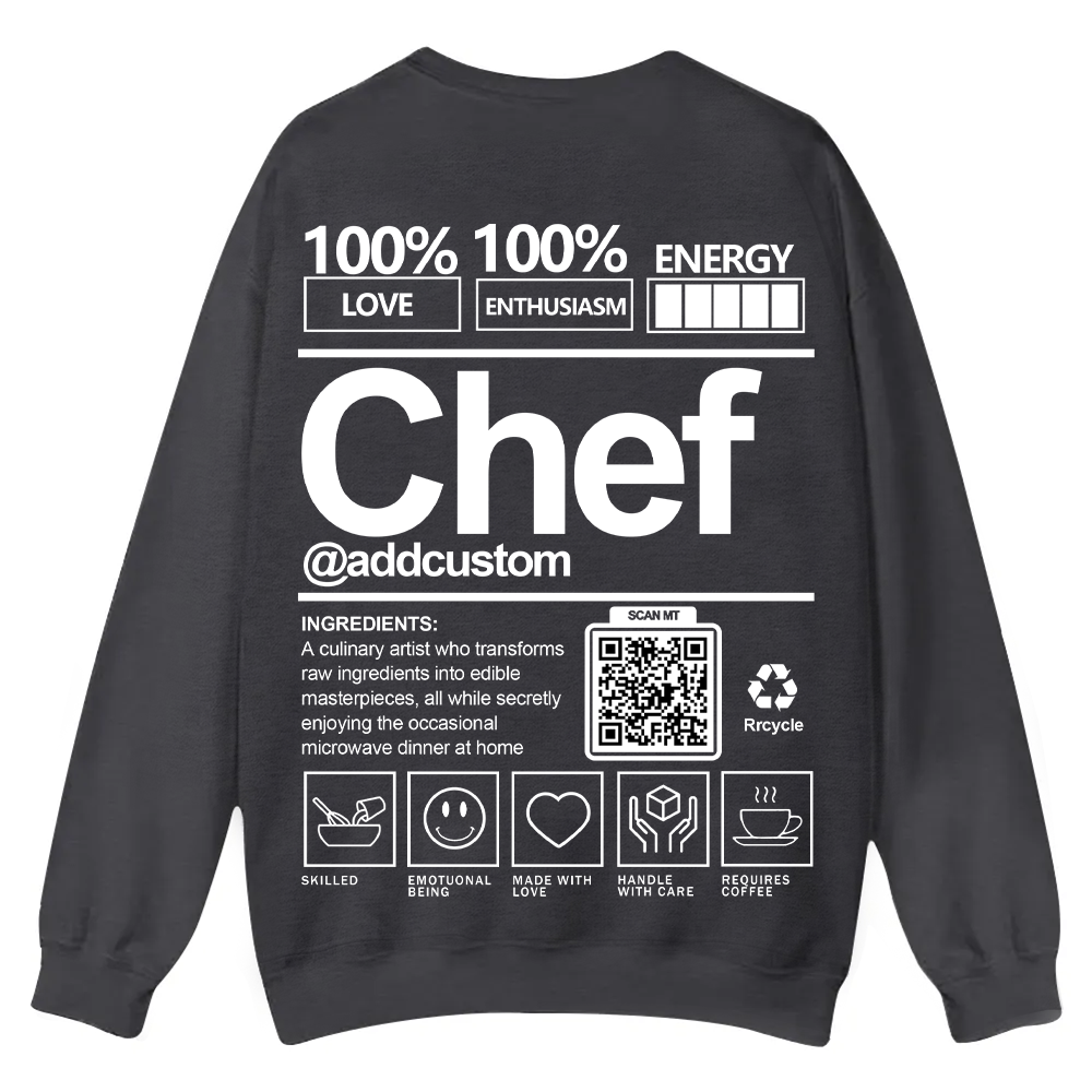 Chef Addcustom QR Code Casual Crewneck Sweatshirt