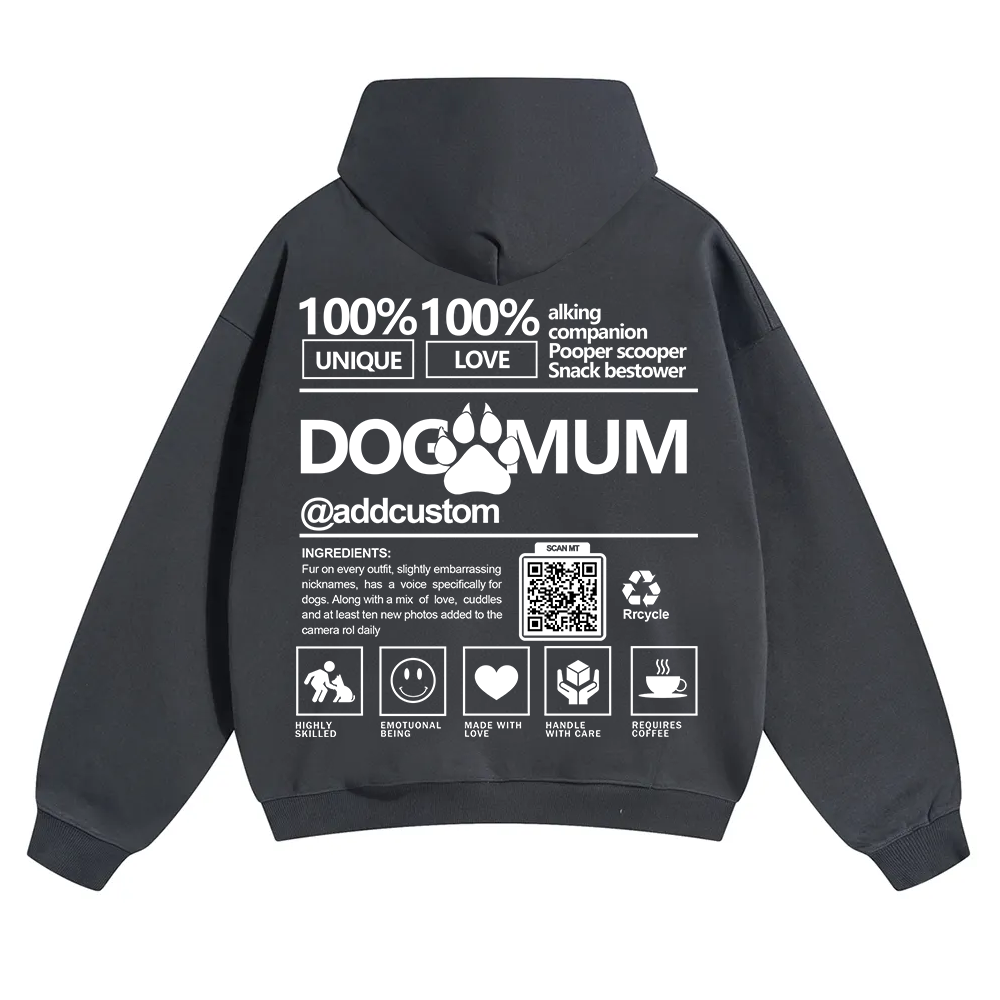 Dog Mum  Addcustom QR Code Name Solid Color Hoodie