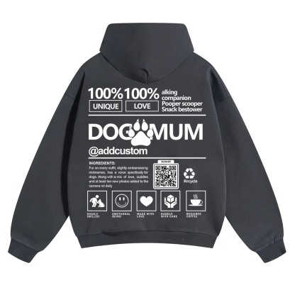 Dog Mum  Addcustom QR Code Name Solid Color Hoodie