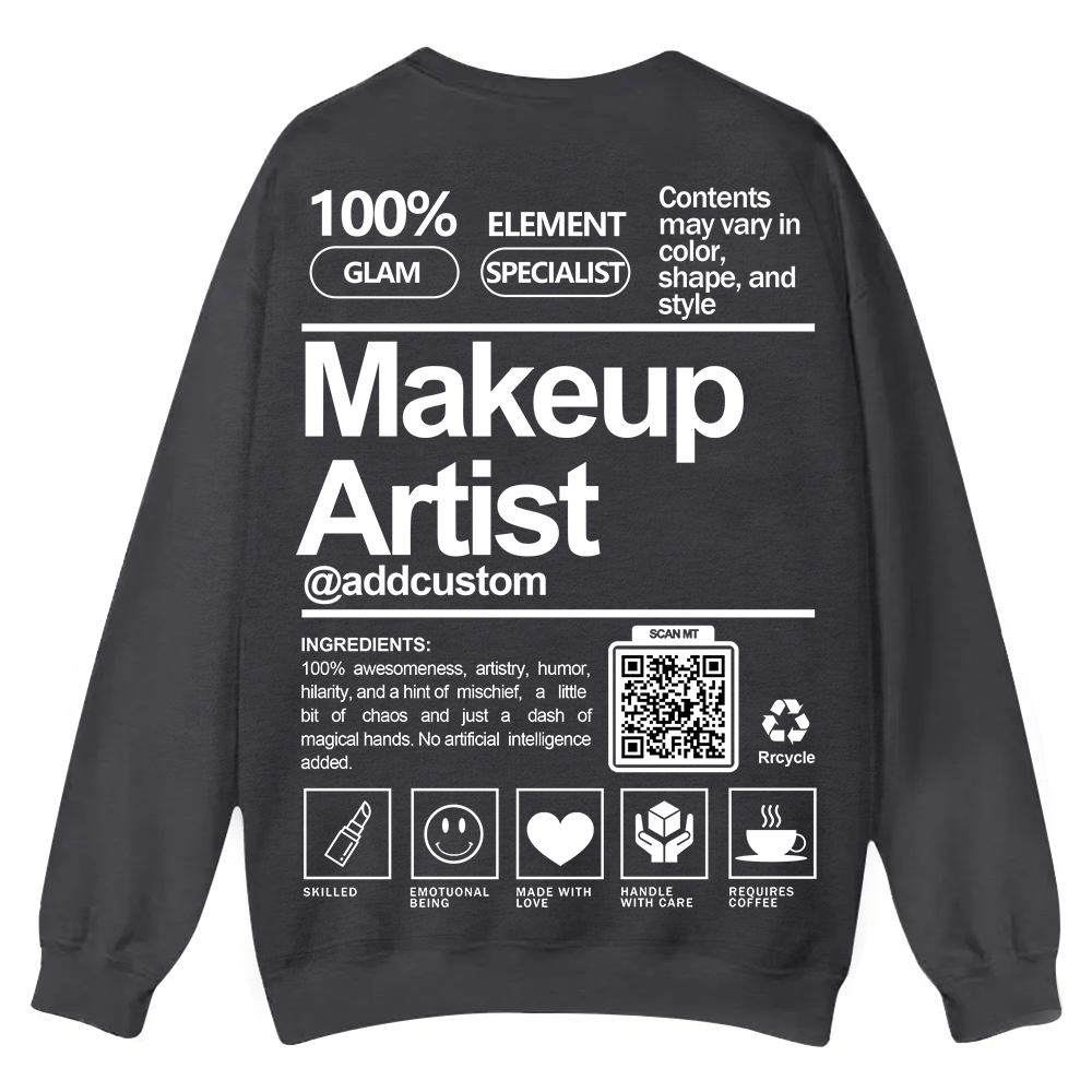 Wearishow Makeup Artist Addcustom QR Code Casual Crewneck Sweatshirt