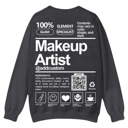 Wearishow Makeup Artist Addcustom QR Code Casual Crewneck Sweatshirt