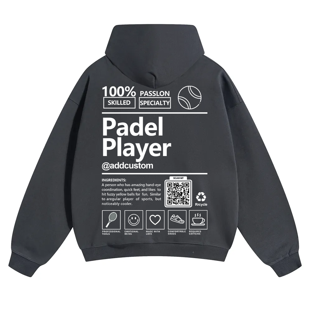 Padel player Addcustom QR Code Solid Color Hoodie wearishow