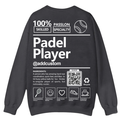 Padel player Addcustom QR Code Casual Crewneck Sweatshirt wearishow