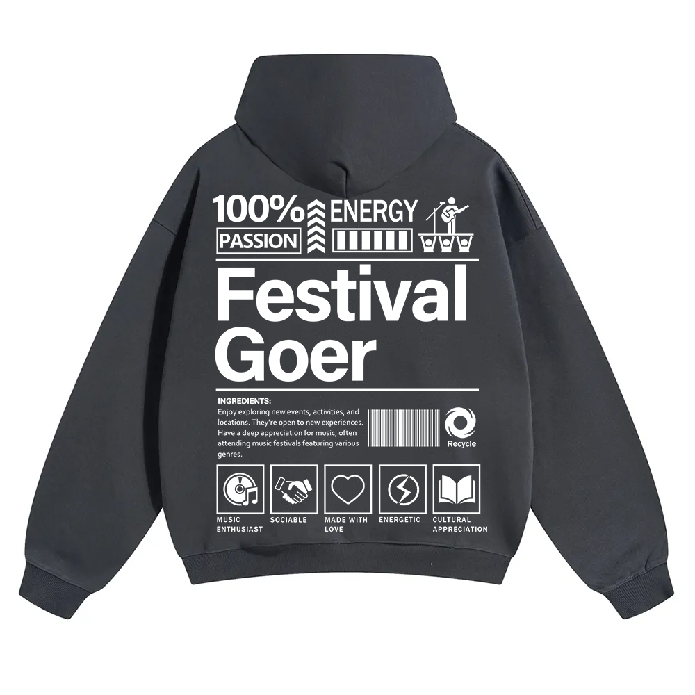 Festival Goer Solid Color Hoodie wearishow