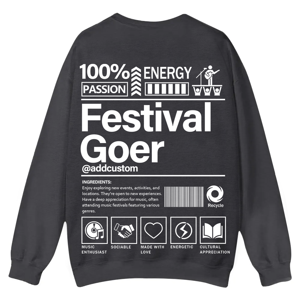 Festival Goer Custom Unisex Casual Crewneck Sweatshirt wearishow