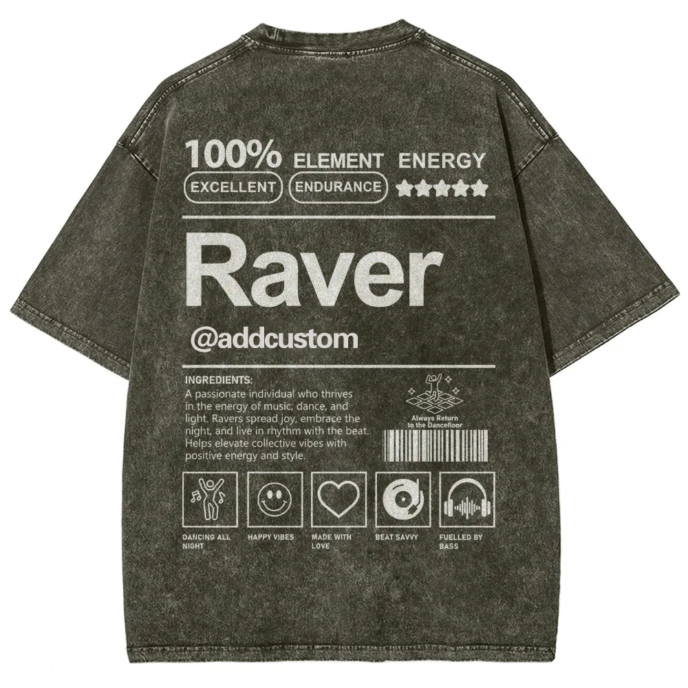 Addcustom Raver Unisex Fit Washed T-Shirt wearishow