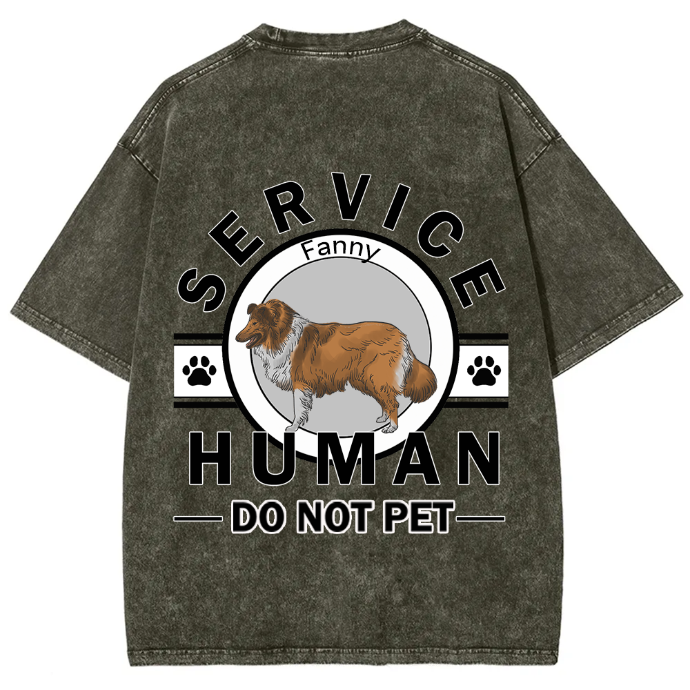 Service Human, Do Not Pet - Personalized Custom Unisex  Washed T-shirt