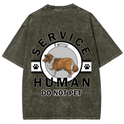 Service Human, Do Not Pet - Personalized Custom Unisex  Washed T-shirt