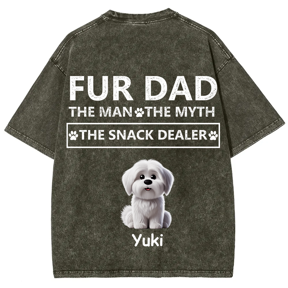 Fur Dad The Man The Myth The Snack Dealer - Personalized Custom Unisex  Washed T-shirt