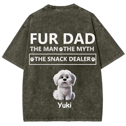 Fur Dad The Man The Myth The Snack Dealer - Personalized Custom Unisex  Washed T-shirt