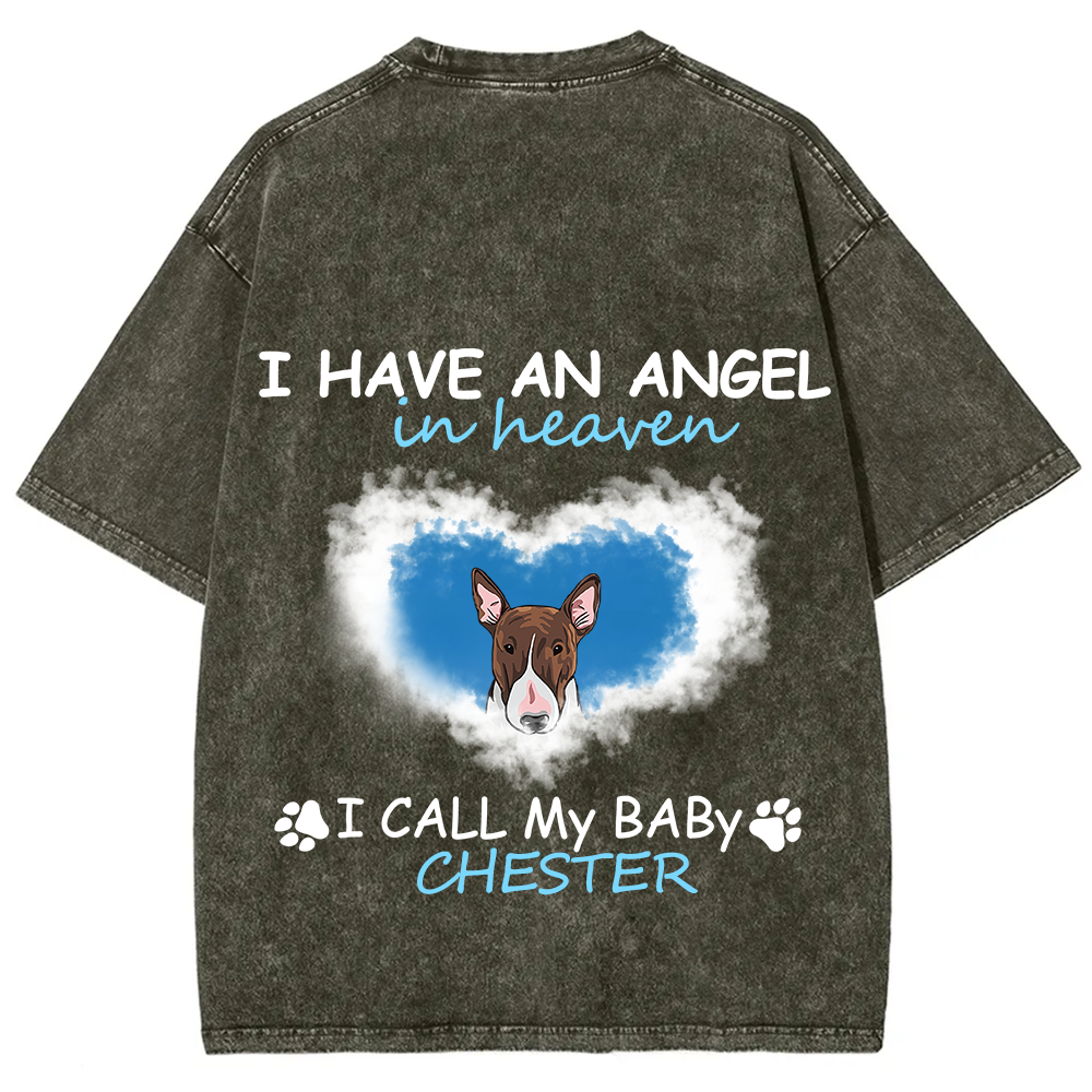 Have An Angel In Heaven - Personalized Custom Unisex Fit Washed T-Shirt wearishow