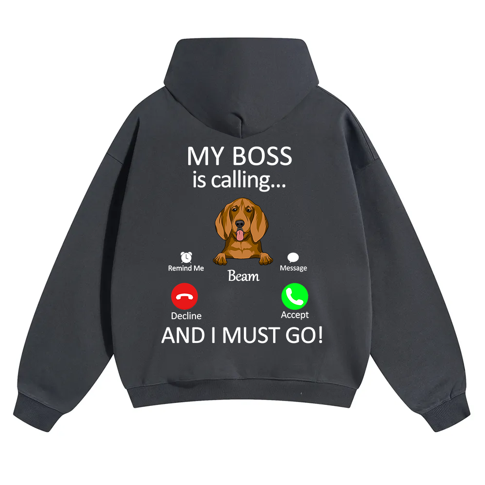 Dog Boss Calling - Personalized Custom Unisex Soild Color Hoodies wearishow