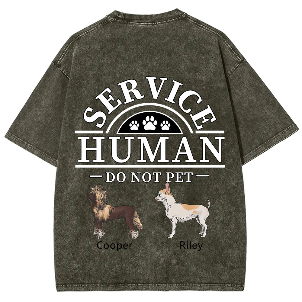Service Human, Do Not Pet 2 - Personalized Custom Unisex Fit Washed T-Shirt wearishow