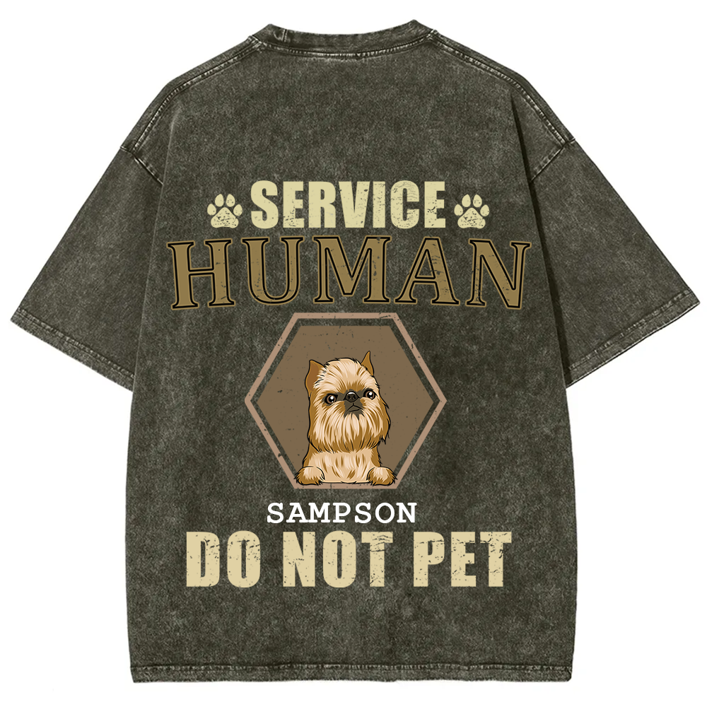 Service Human, Do Not Pet 4 - Personalized Custom Unisex Fit Washed T-Shirt wearishow
