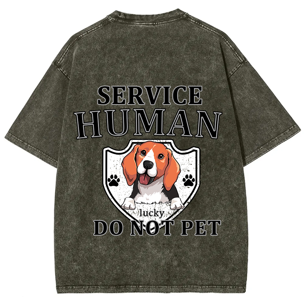 Service Human, Do Not Pet 10 - Personalized Custom Unisex Fit Washed T-Shirt wearishow