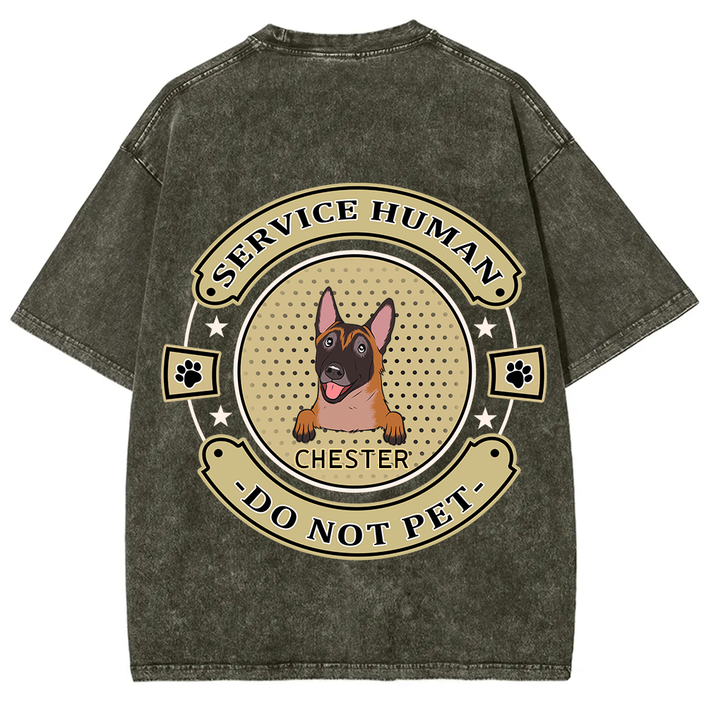 Service Human, Do Not Pet 14- Personalized Custom Unisex Fit Washed T-Shirt wearishow