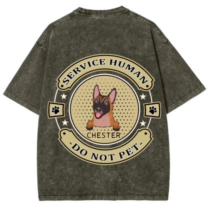 Service Human, Do Not Pet 14- Personalized Custom Unisex Fit Washed T-Shirt wearishow