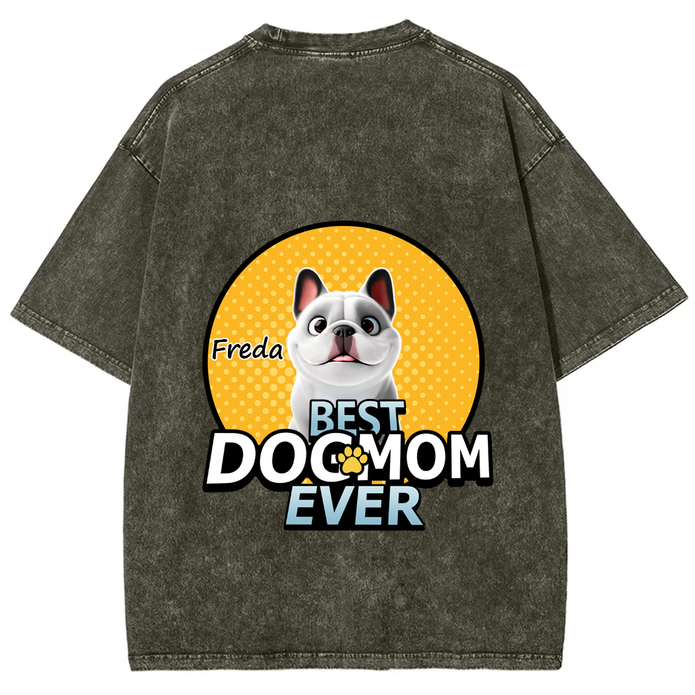 Best Dog Mom For Furry Kid - Personalized Custom Unisex Fit Washed T-Shirt wearishow