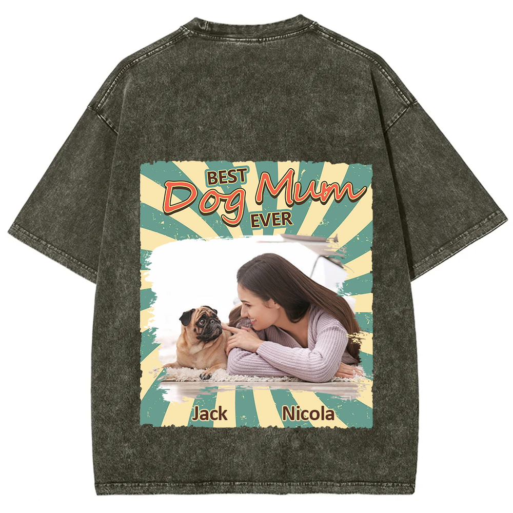 Retro Funny Dog Shirt Photo- Personalized Custom Unisex Fit Washed T-Shirt wearishow