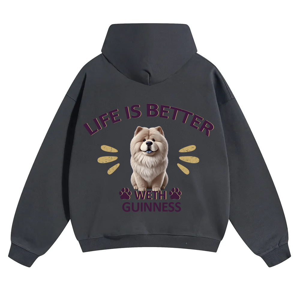 Better Life With My Dog - Personalized Custom Unisex Soild Color Hoodies wearishow
