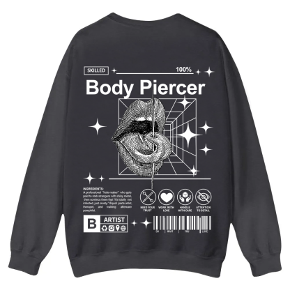 Body Piercer Casual Crewneck Sweatshirt wearishow