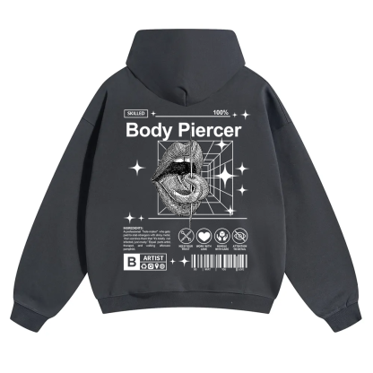 Body Piercer Casual Unisex Solid Color Hoodie wearishow