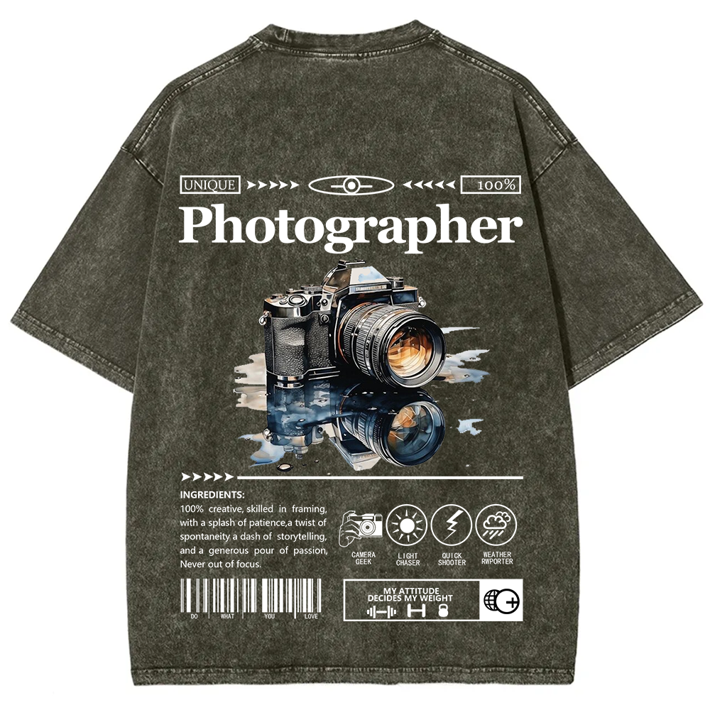Photographer Unisex Fit Washed T-Shirt