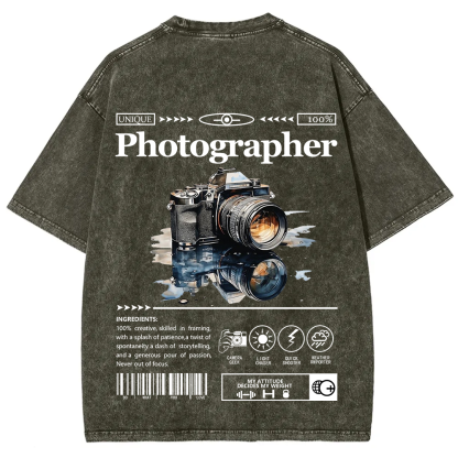 Photographer Unisex Fit Washed T-Shirt