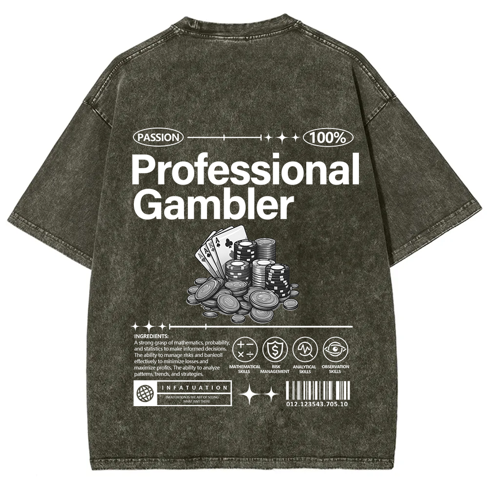 Professional Gambler Unisex Fit Washed T-Shirt