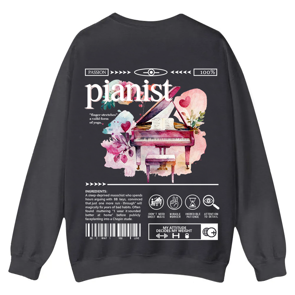 Pianist Casual Crewneck Sweatshirt wearishow