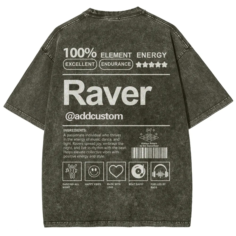 Addcustom Raver Unisex Fit Washed T-Shirt wearishow