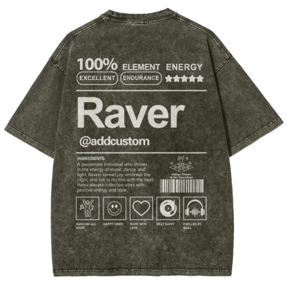 Addcustom Raver Unisex Fit Washed T-Shirt wearishow