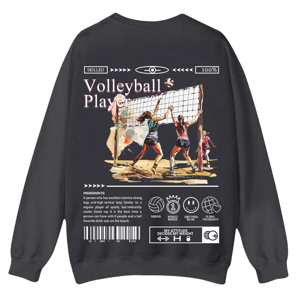 Volleyball Player Casual Crewneck Sweatshirt wearishow