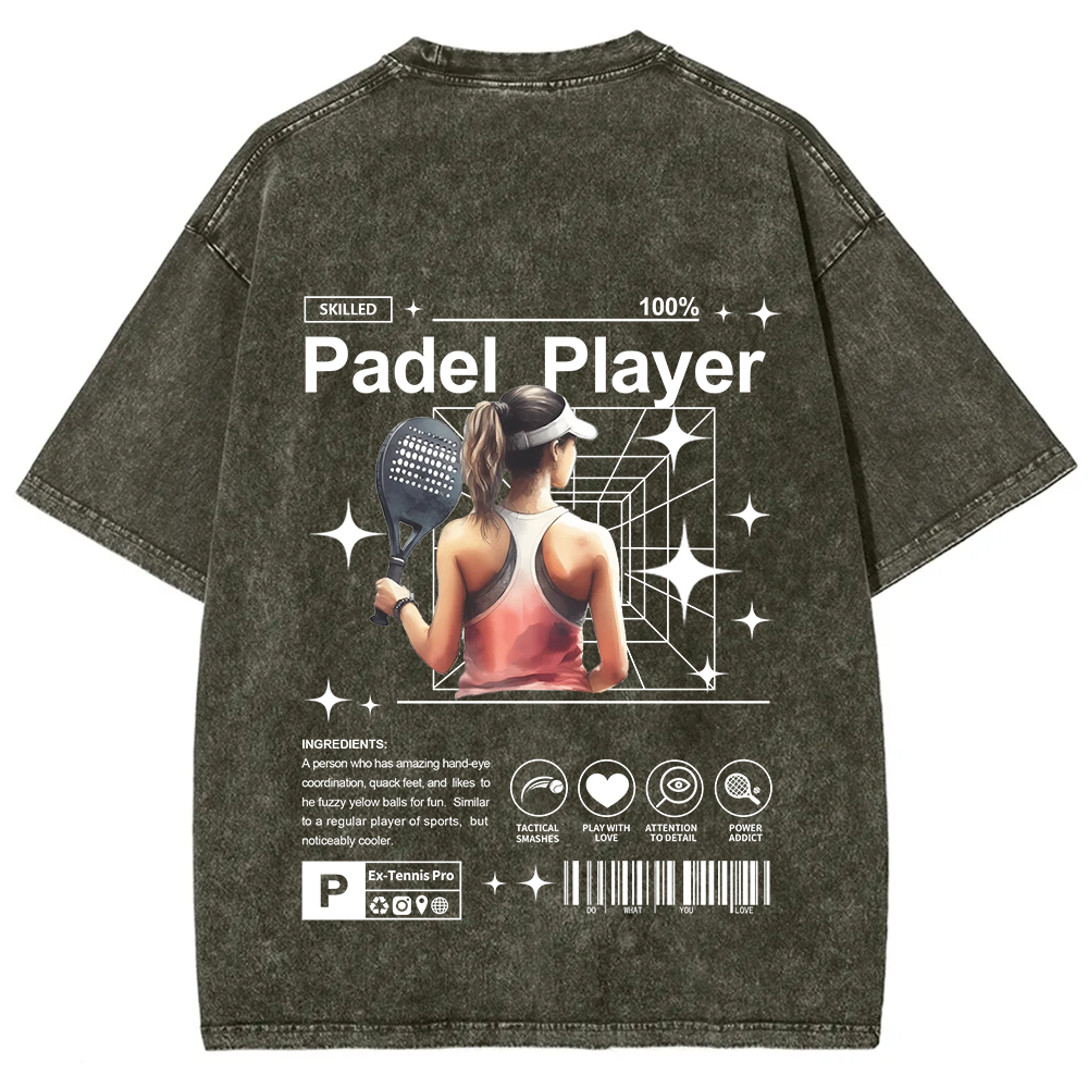 Padel Player Unisex Fit Washed T-Shirt