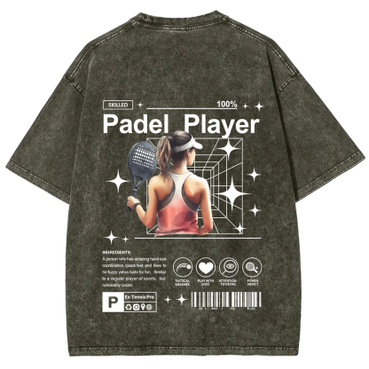 Padel Player Unisex Fit Washed T-Shirt