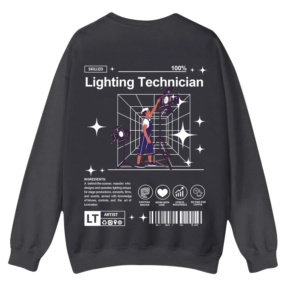 Lighting Technician Casual Crewneck Sweatshirt wearishow