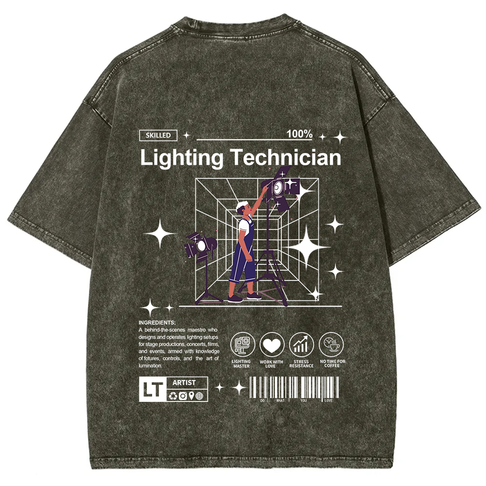 Lighting Technician Unisex Fit Washed T-Shirt