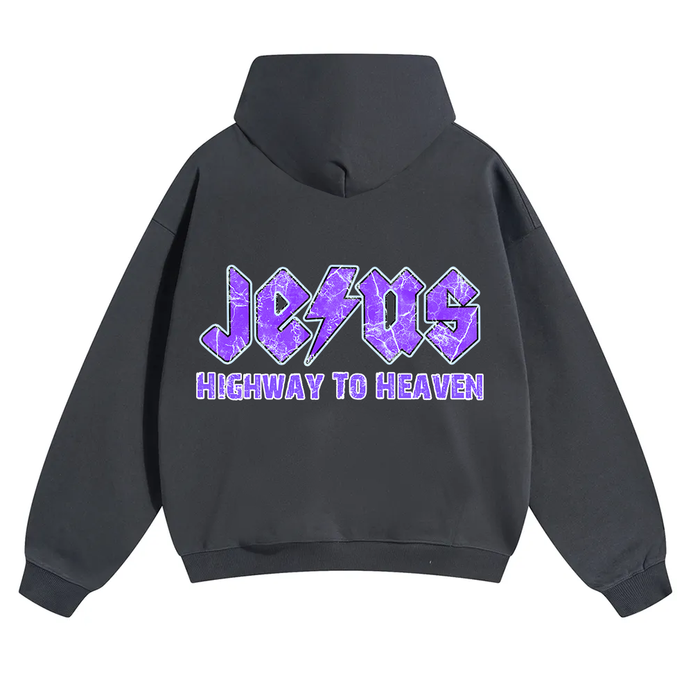 Jesus Highway To Heaven Unisex Solid Color Hoodie wearishow