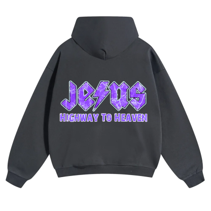 Jesus Highway To Heaven Unisex Solid Color Hoodie wearishow