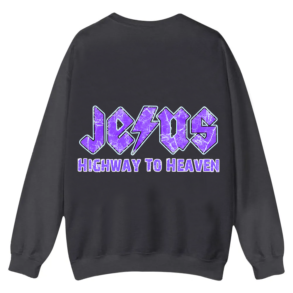 Jesus Highway To Heaven Casual Crewneck Sweatshirt wearishow