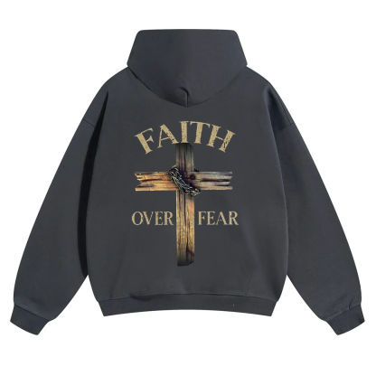 Faith Over Fear Cross Unisex Solid Color Hoodie wearishow