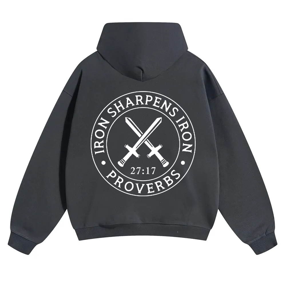 Iron Sharpens Iron PRVOERBS 27:17 Christian Unisex Solid Color Hoodie wearishow